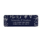 Étiquette Collection de Mariages floraux en argent et marine (Devant)