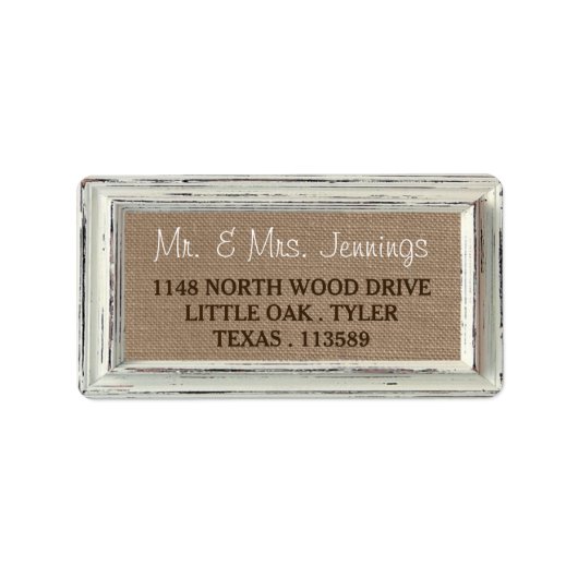 Étiquette Collection de Mariages Rustic White Frame & Burlap (Devant)