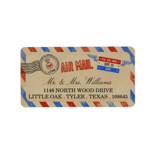 Étiquette Collection de Mariages Vintages Airmail (Devant)