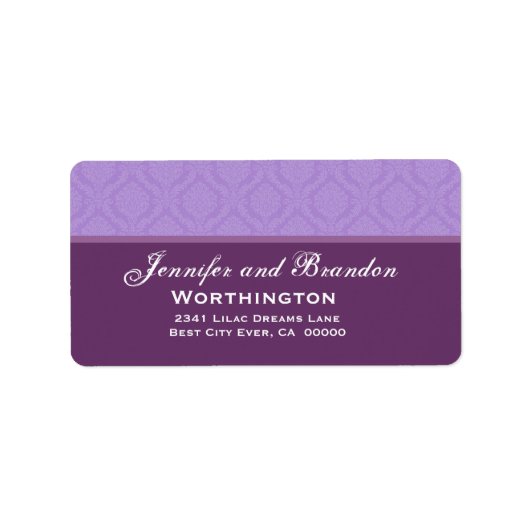 Étiquette Collection Mariage damassé de losange violet lavan (Devant)