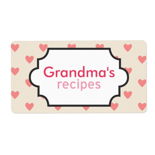 Étiquette Collection Recette Coeurs (Devant)