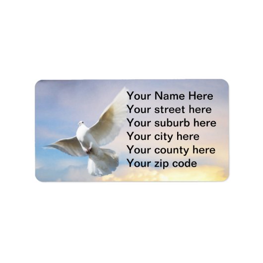 Étiquette colombe blanche en vol (Devant)