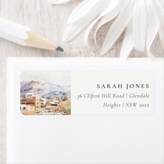 Étiquette Colorado Springs, Colorado Aquarelle Adresse (En situation)