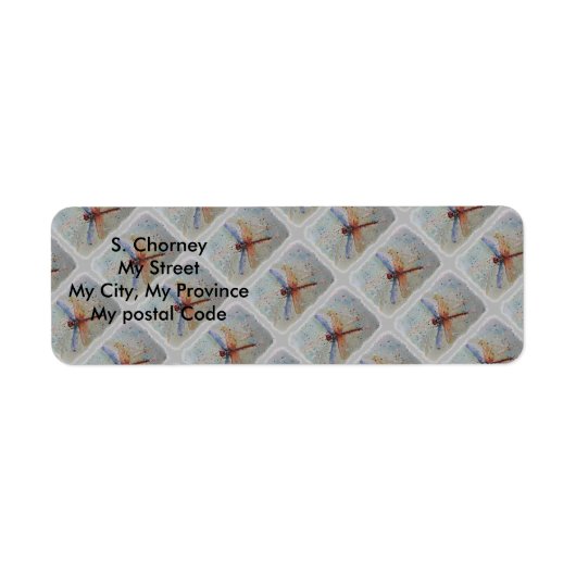 Étiquette COLORÉ DRAGONFLY Adresse de retour (Devant)