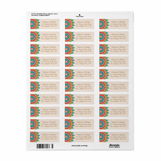 Étiquette Coloré Ethnic Mandala Bold & Bright Mariage (Feuille entière)