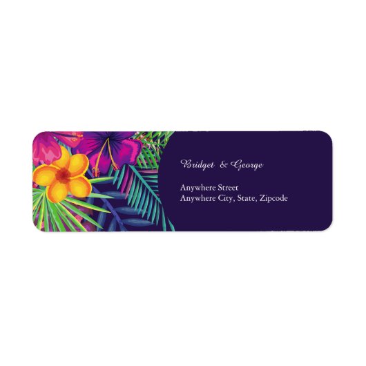 Étiquette Coloré hawaïen tropical Mariage (Devant)