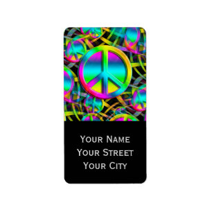 Étiquette Coloré PEACE motif sans faille + vos idées