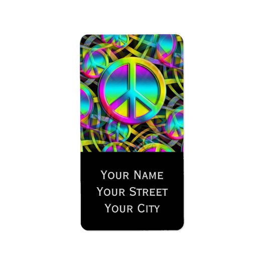 Étiquette Coloré PEACE motif sans faille + vos idées (Devant)