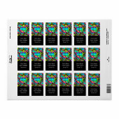 Étiquette Coloré PEACE motif sans faille + vos idées (Feuille entière)