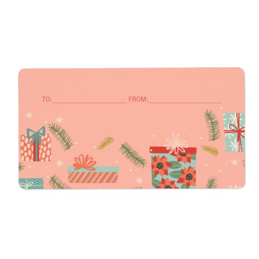 Étiquette Coloré Retro Noël boîte cadeau de vacances (Devant)