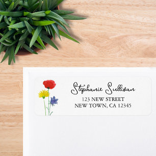 Étiquette Colorée Floral Adresse de retour