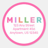 Étiquette colorée personnalisée de l'adresse de re (Devant)