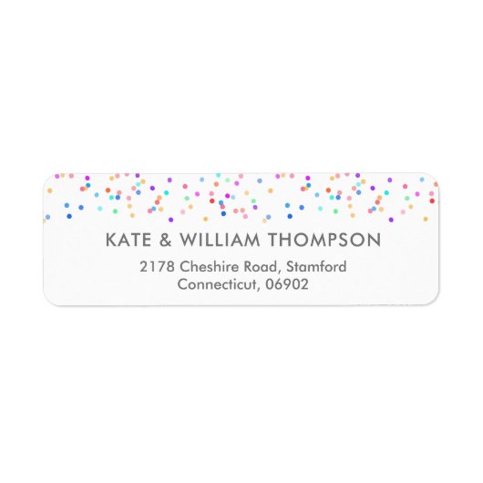 Étiquette Colorée Rainbow Confetti Adresse de retour (Devant)