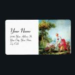 ÉTIQUETTE COLORFUL BABY SHOWER<br><div class="desc">Romantic and joyful painting, mother and child on wheelbarrow with flowers walks in the green garden under the blue sky,  re-elaborated from masterpiece of Jean - Honoré  Fragonard .</div>