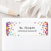 Étiquette Colorful Party Confetti Retourner l'adresse Étique (En situation)