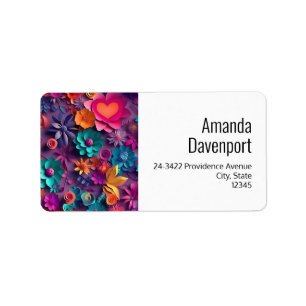 Étiquette Colorful Spring Flowers Motif Adresse
