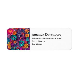 Étiquette Colorful Spring Flowers Motif Adresse