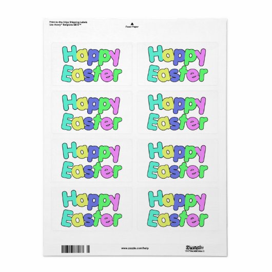 Étiquette Colorful Text Happy Easter   (Feuille entière)