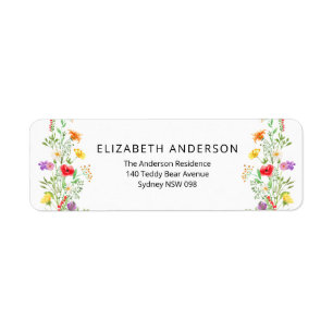 Étiquette Colorful wildflowers return address label