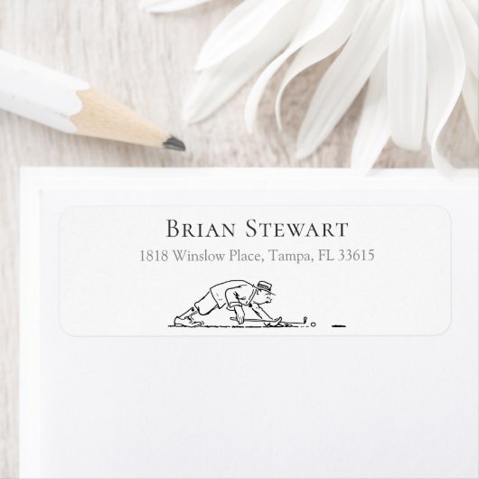 Étiquette Comic Golfer Custom Golf Adresse de retour (En situation)