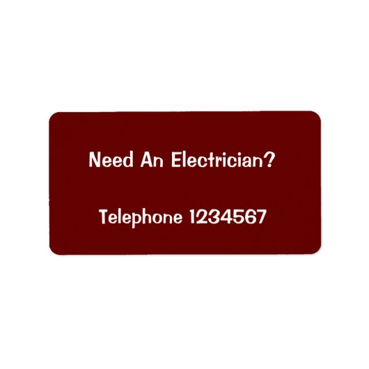 ÉTIQUETTE COMMERCES. ÉLECTRICIEN. (Devant)