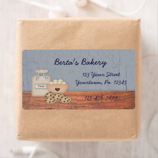 Étiquette commercial de produits cuits (En situation)