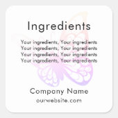 Étiquette commercial papillon ingrédient de produi (Devant)