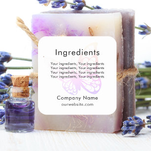 Étiquette commercial papillon ingrédient de produi