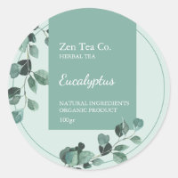 Étiquette commerciale de thé aux herbes d'eucalypt