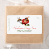 Étiquette commerciale pour le miel sur rose (En situation)