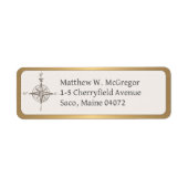 Étiquette Compas Adresse de retour personnalisée OR Bordure  (Devant)