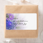 Étiquette Conception Abstraite de fleurs pourpre et bleu den (En situation)