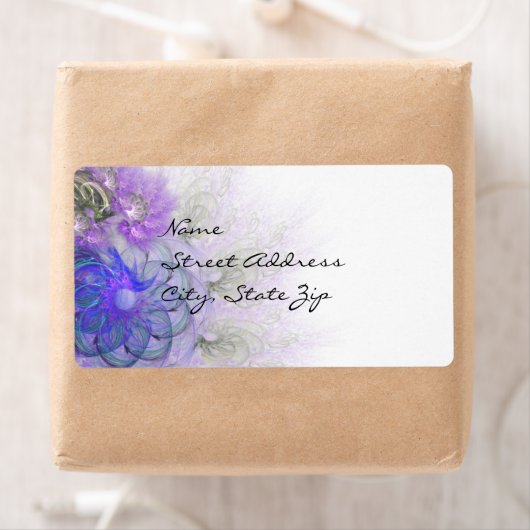 Étiquette Conception Abstraite de fleurs pourpre et bleu den (En situation)