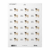 Étiquette Conception de chien de dessin animé mignon Pug fao (Feuille entière)
