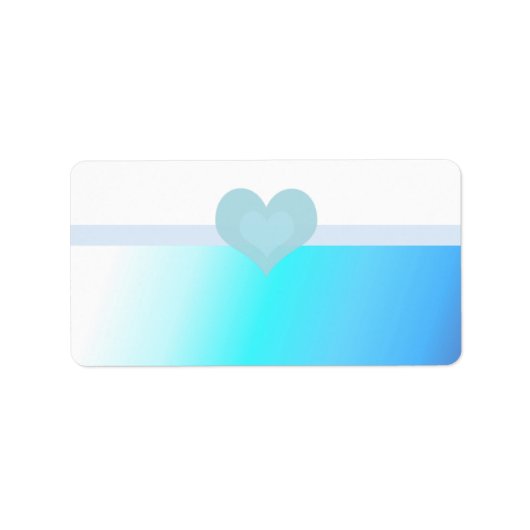 Étiquette Conception de cœur en turquoise et bleu doux (Devant)