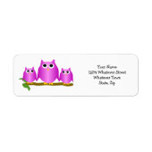 Étiquette Conception de hiboux violets Adresse de retour (Devant)