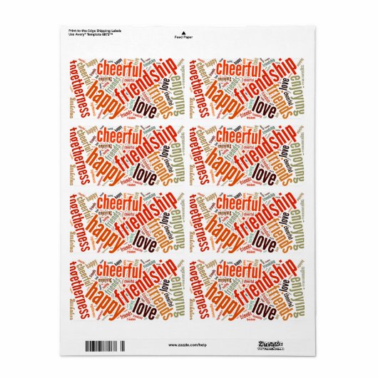 Étiquette Conception de mots positifs (Feuille entière)