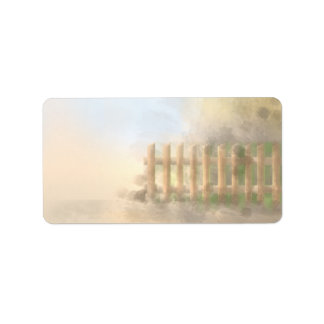 Étiquette conception de paysage de brume estivale