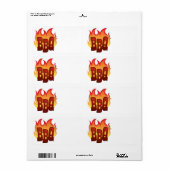 Étiquette conception de texte de flamme de barbecue (Feuille entière)