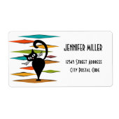 Étiquette Conception du chat noir du milieu du siècle (Devant)