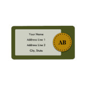 Étiquette Conception du monogramme vert de l'Armée (Devant)