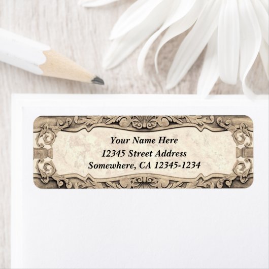 Étiquette Conception inspirée du baroque - Pierre âgée (En situation)