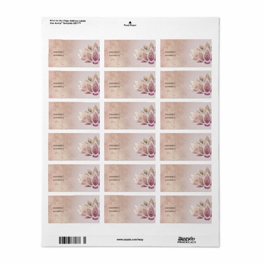 Étiquette conception lotus (Feuille entière)