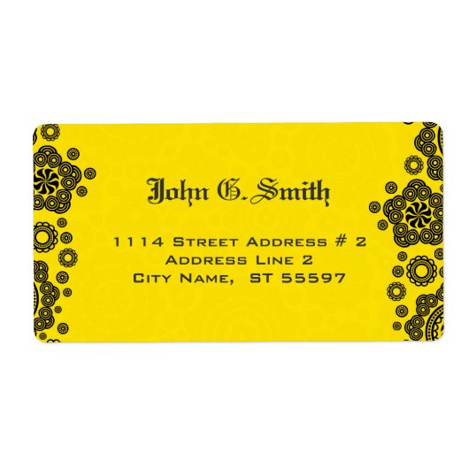 Étiquette Conception Motif Cercle Jaune et Noir (Devant)