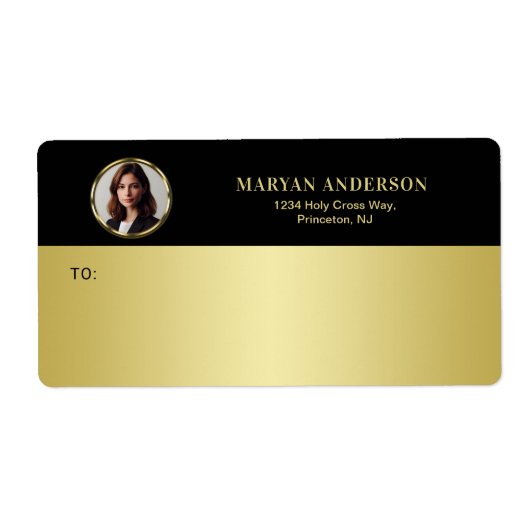 Étiquette Conception noir et or, logo ou photo dans un cercl (Devant)