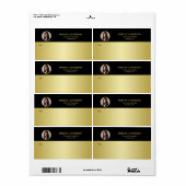 Étiquette Conception noir et or, logo ou photo dans un cercl (Feuille entière)