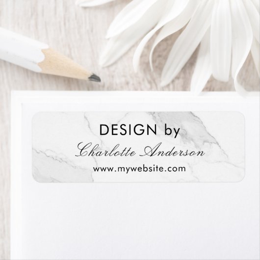 Étiquette Conception par nom d'entreprise blanc marbre gris (En situation)