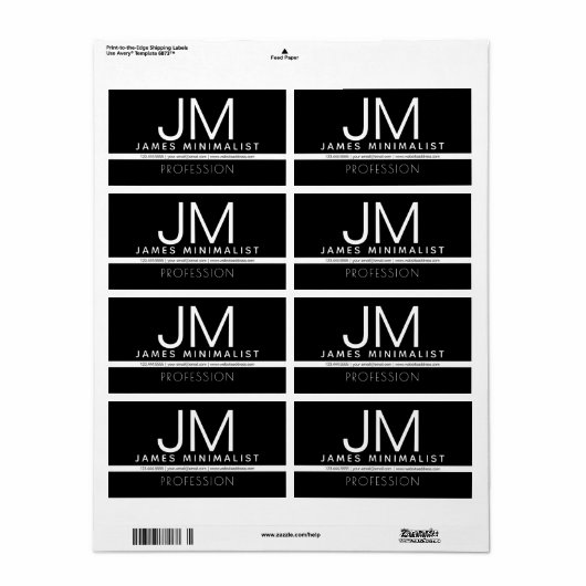 Étiquette Conception professionnelle moderne et minimale | N (Feuille entière)