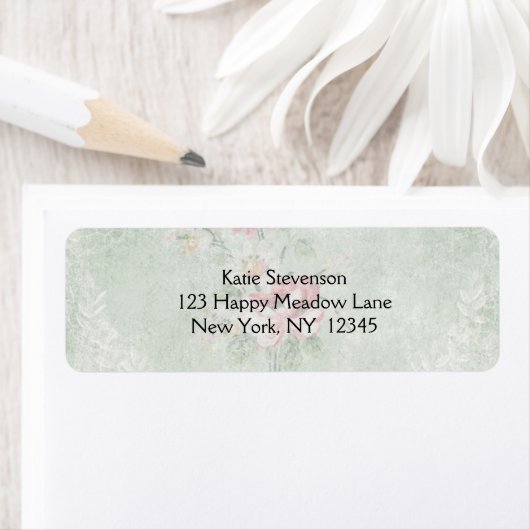 Étiquette Conception Vintage Rose (En situation)