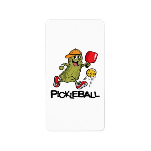 Étiquette Concombre Drôle Jouant Pickleball (Devant)